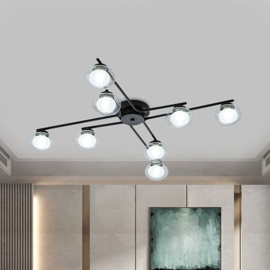 Sleek Metal Semi Flush Mount Ceiling Lamp With Multi-Head And Oval Shade - Stylish Lighting For