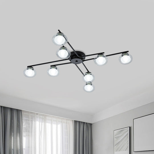 Sleek Metal Semi Flush Mount Ceiling Lamp with Multi-Head and Oval Shade - Stylish Lighting for Dining Table