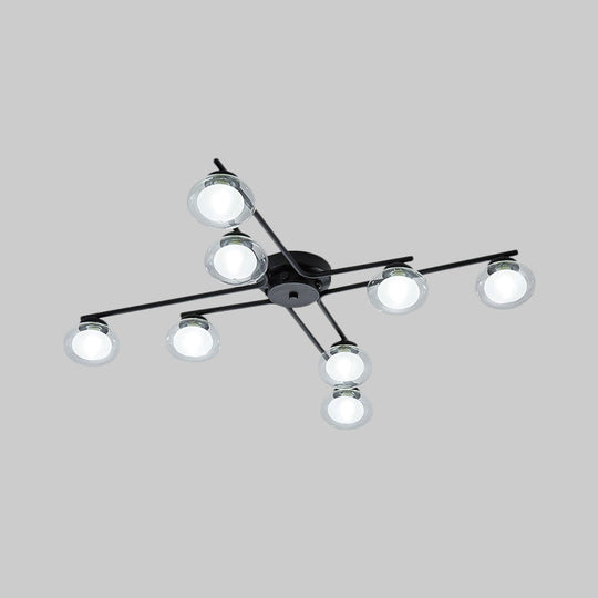 Sleek Metal Semi Flush Mount Ceiling Lamp With Multi-Head And Oval Shade - Stylish Lighting For