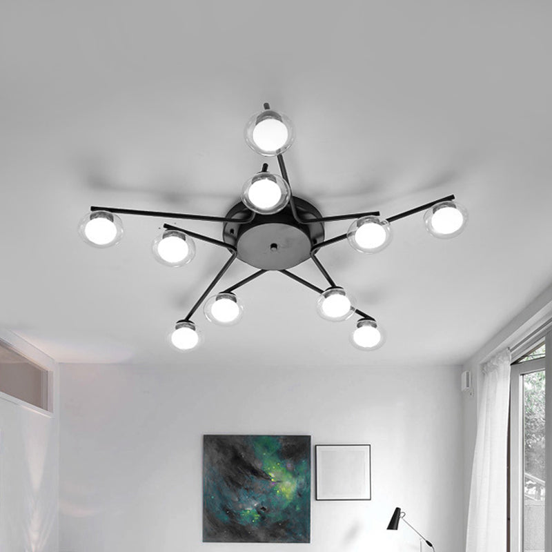 Sleek Metal Semi Flush Mount Ceiling Lamp with Multi-Head and Oval Shade - Stylish Lighting for Dining Table