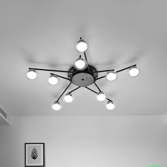 Sleek Metal Semi Flush Mount Ceiling Lamp With Multi-Head And Oval Shade - Stylish Lighting For