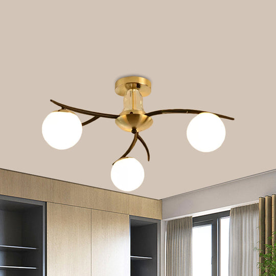 Modern Milk Glass Orb Ceiling Light in Black - Perfect for Living Room Semi Flush Mount