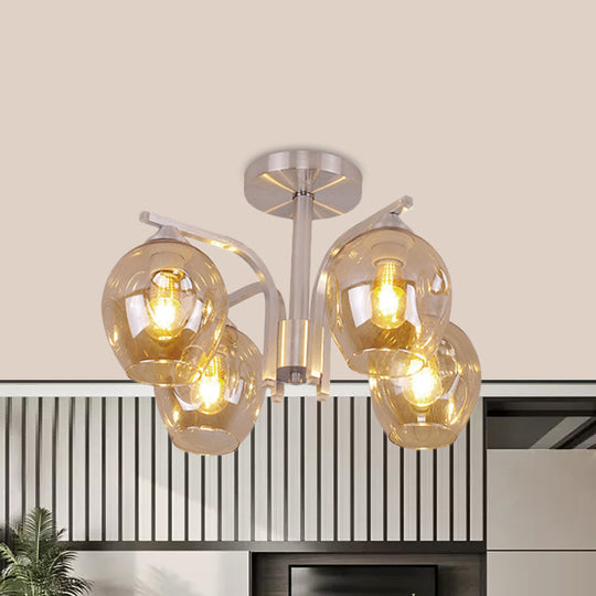 Contemporary 4-Head Bud Shade Ceiling Light - Perfect For Dining Room Or Bedroom Amber