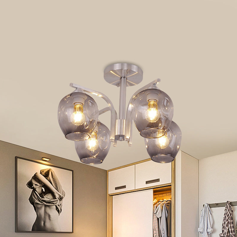 Contemporary 4-Head Bud Shade Ceiling Light - Perfect For Dining Room Or Bedroom