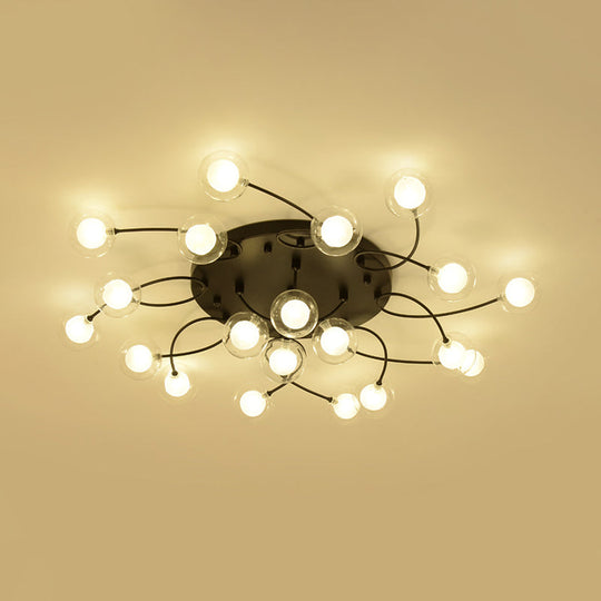 Romantic Twist Arm Black Ceiling Light: Multi-Head Semi Flushmount for Living Room