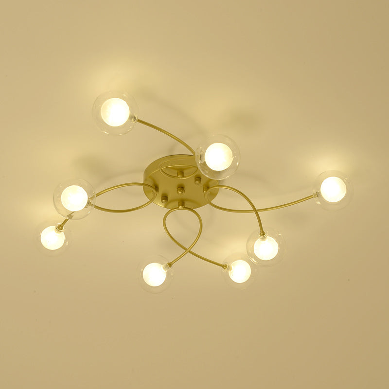 Gold Romantic Metallic Ceiling Light For Living Room Villa - Multi-Head Semi Flush Mount