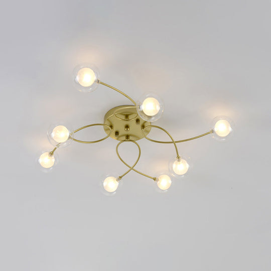 Gold Romantic Metallic Ceiling Light For Living Room Villa - Multi-Head Semi Flush Mount