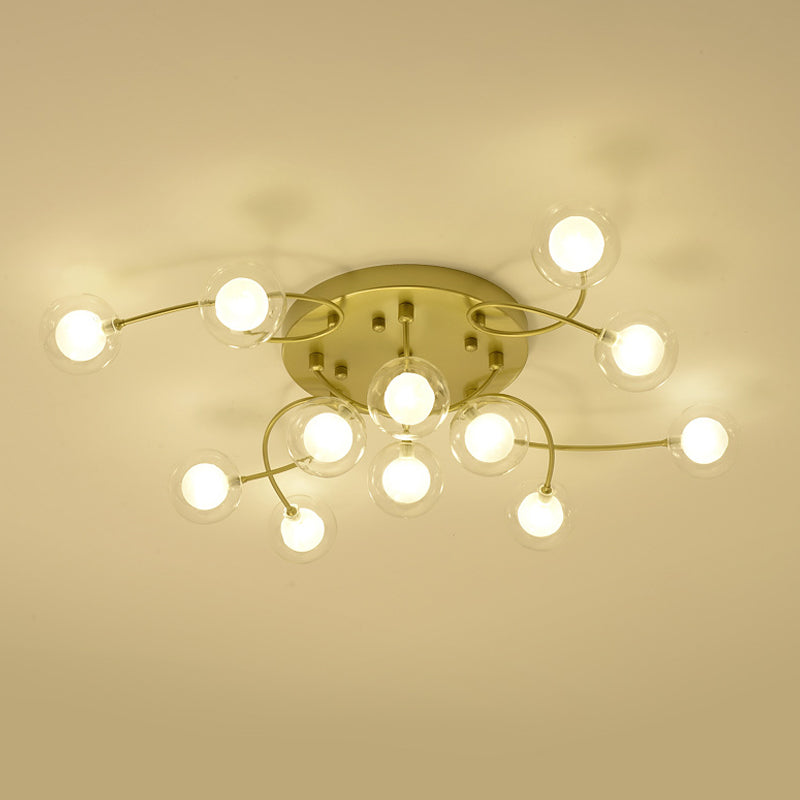 Gold Romantic Metallic Ceiling Light for Living Room Villa - Multi-Head Semi Flush Mount