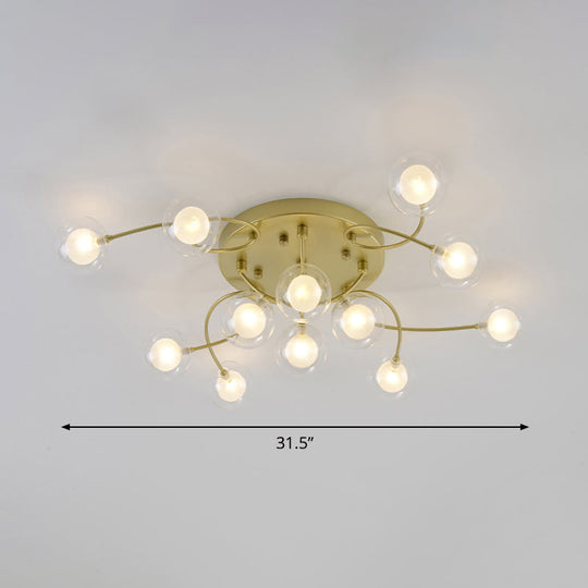 Gold Romantic Metallic Ceiling Light for Living Room Villa - Multi-Head Semi Flush Mount