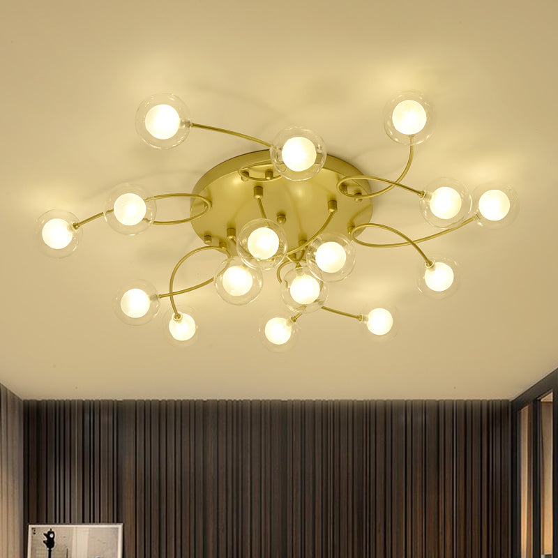 Gold Romantic Metallic Ceiling Light for Living Room Villa - Multi-Head Semi Flush Mount