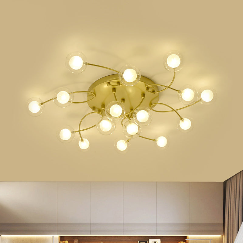 Gold Romantic Metallic Ceiling Light for Living Room Villa - Multi-Head Semi Flush Mount