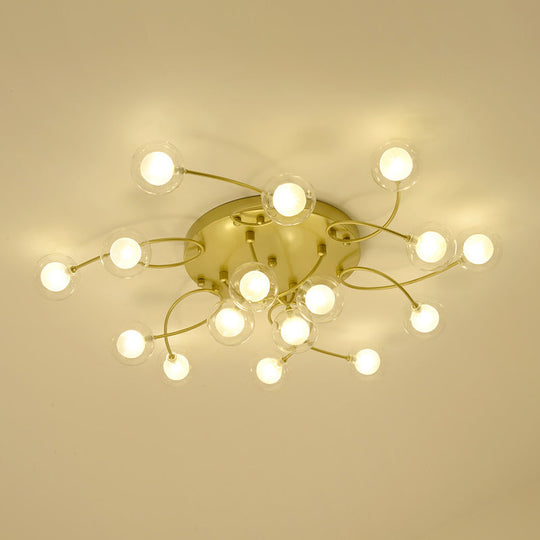 Gold Romantic Metallic Ceiling Light for Living Room Villa - Multi-Head Semi Flush Mount