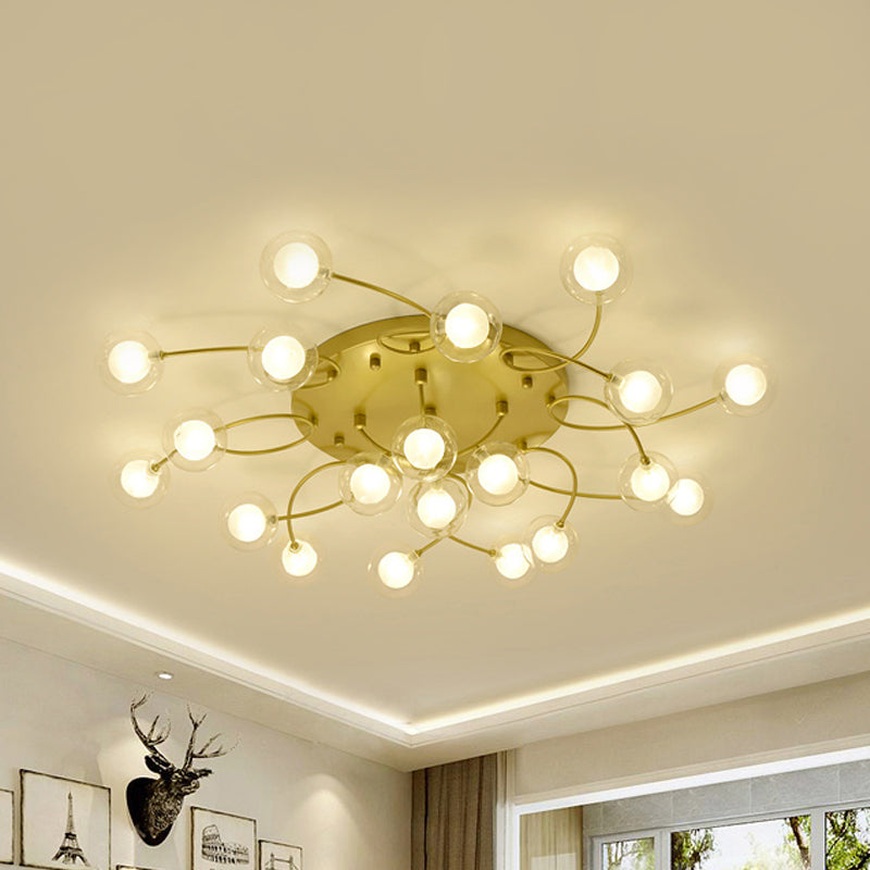 Gold Romantic Metallic Ceiling Light for Living Room Villa - Multi-Head Semi Flush Mount