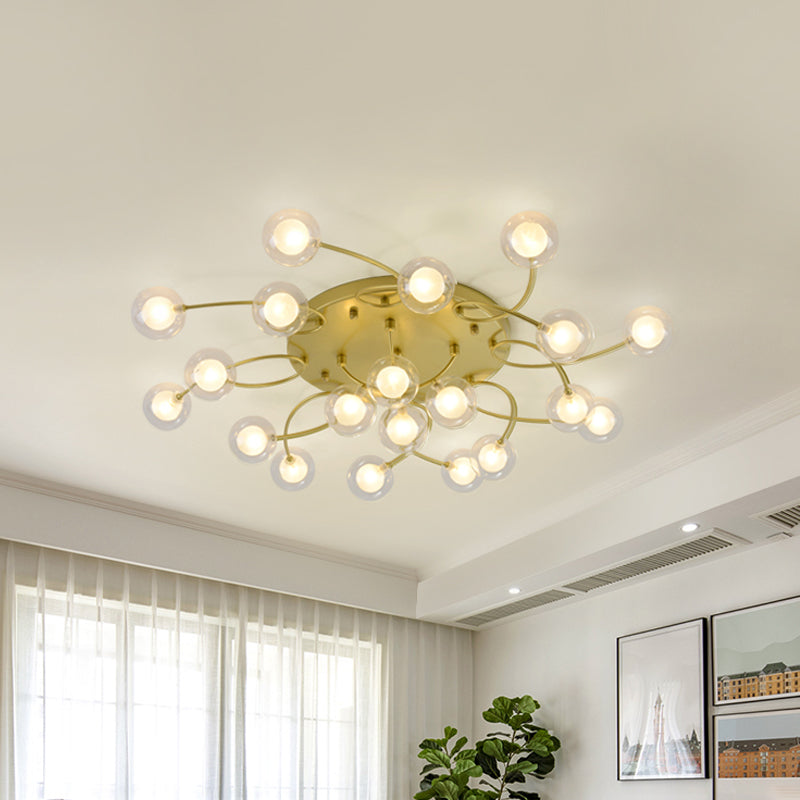 Gold Romantic Metallic Ceiling Light for Living Room Villa - Multi-Head Semi Flush Mount