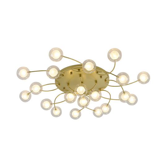 Gold Romantic Metallic Ceiling Light for Living Room Villa - Multi-Head Semi Flush Mount