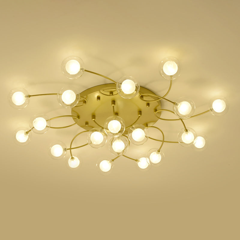 Gold Romantic Metallic Ceiling Light for Living Room Villa - Multi-Head Semi Flush Mount