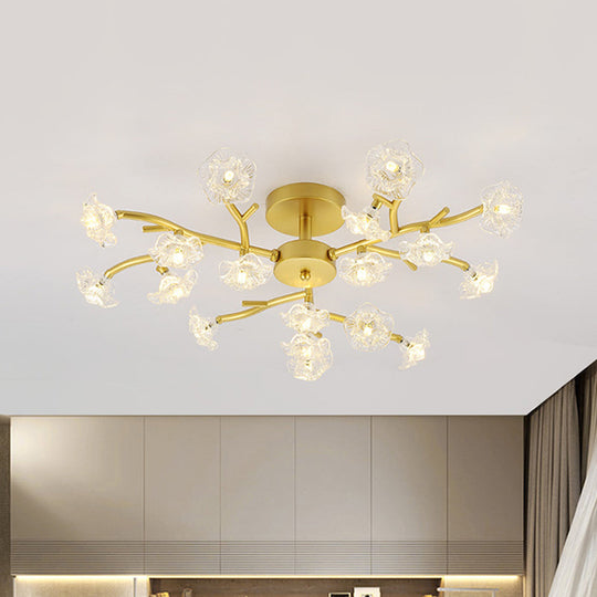 Contemporary Gold Metallic Blossom Branch Ceiling Lamp for Dining Room