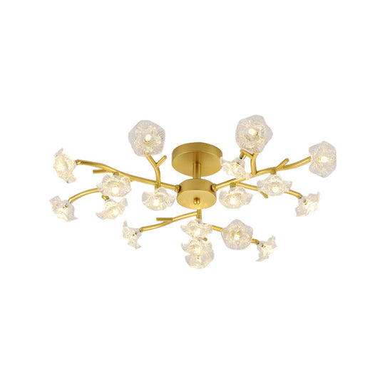 Contemporary Gold Metallic Blossom Branch Ceiling Lamp for Dining Room