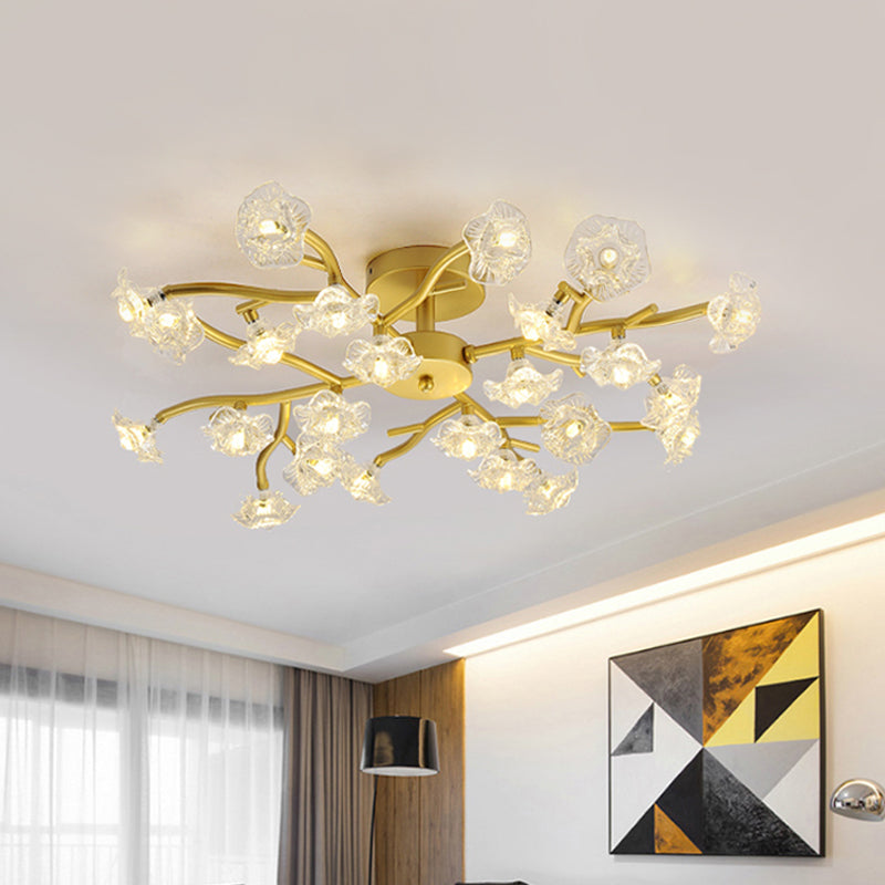 Contemporary Gold Metallic Blossom Branch Ceiling Lamp for Dining Room