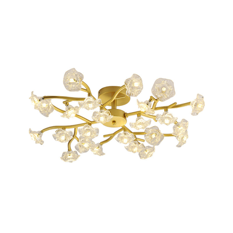 Contemporary Gold Metallic Blossom Branch Ceiling Lamp for Dining Room