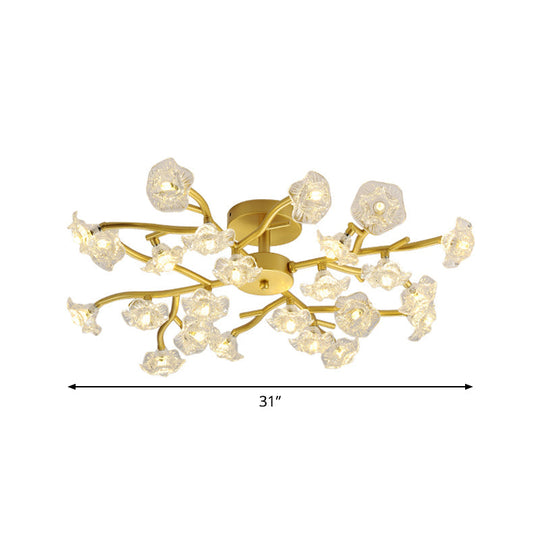 Contemporary Gold Metallic Blossom Branch Ceiling Lamp for Dining Room