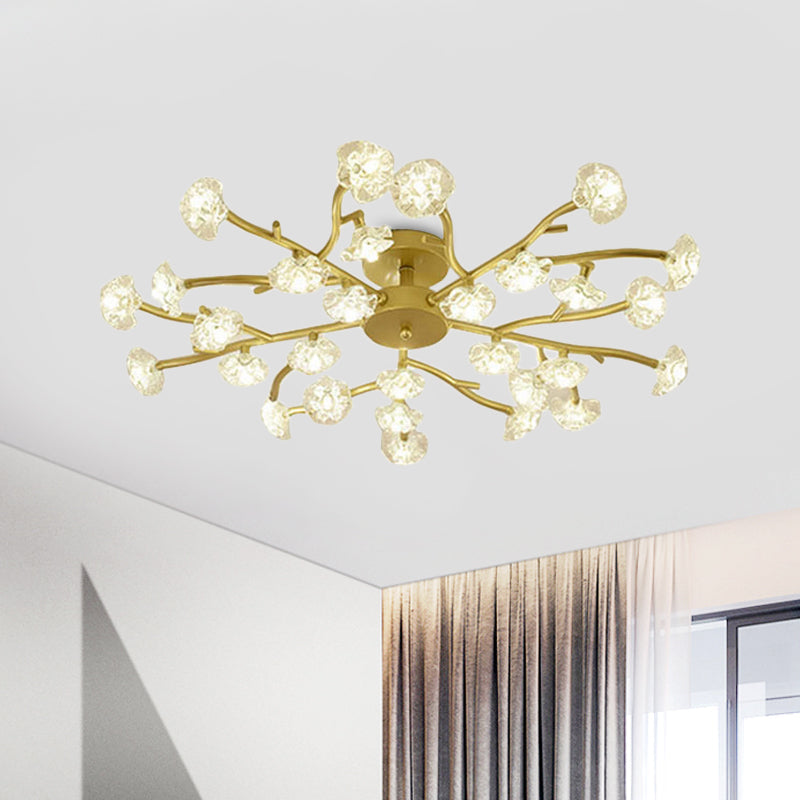 Contemporary Gold Metallic Blossom Branch Ceiling Lamp for Dining Room