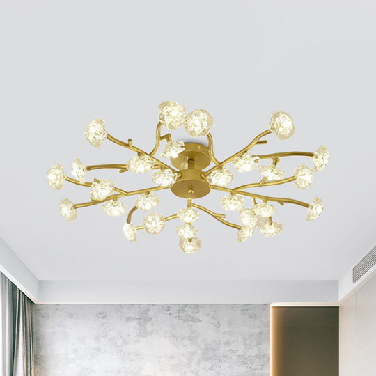 Contemporary Gold Metallic Blossom Branch Ceiling Lamp for Dining Room