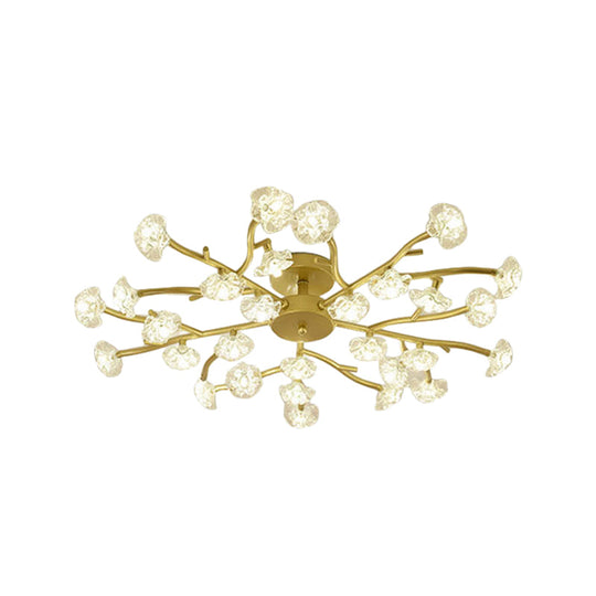 Contemporary Gold Metallic Blossom Branch Ceiling Lamp for Dining Room