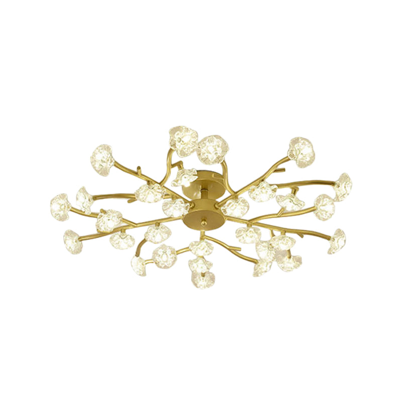 Contemporary Gold Metallic Blossom Branch Ceiling Lamp For Dining Room