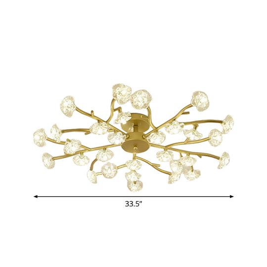 Contemporary Gold Metallic Blossom Branch Ceiling Lamp for Dining Room