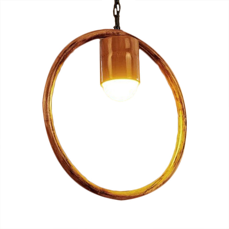 Retro Wood Brass Hanging Pendant Light For Bar Coffee Shop