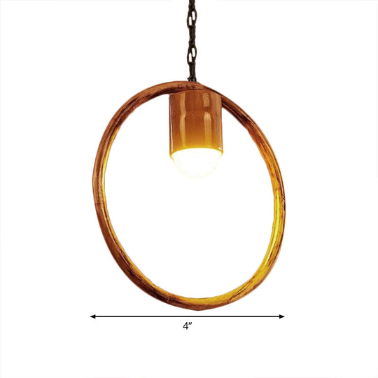 Retro Wood Brass Hanging Pendant Light For Bar Coffee Shop