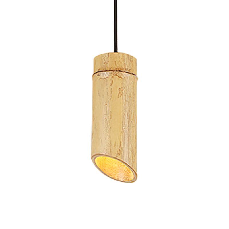 Bamboo Pendant Ceiling Lamp - Flute Coffee Shop Single Industrial Light Beige Color