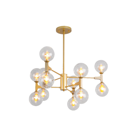 Modern Amber/Cream Glass & Metal Chandelier - 12-Head Pendant Lighting In Elegant Black/White Ideal