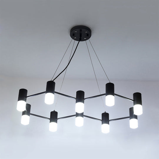 Clara - Honeycomb Modern Honeycomb Shaped Chandelier Metal Black Pendant Lighting for Hotel Living Room