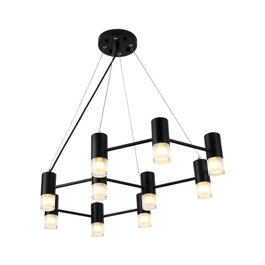 Clara - Honeycomb Modern Honeycomb Shaped Chandelier Metal Black Pendant Lighting for Hotel Living Room