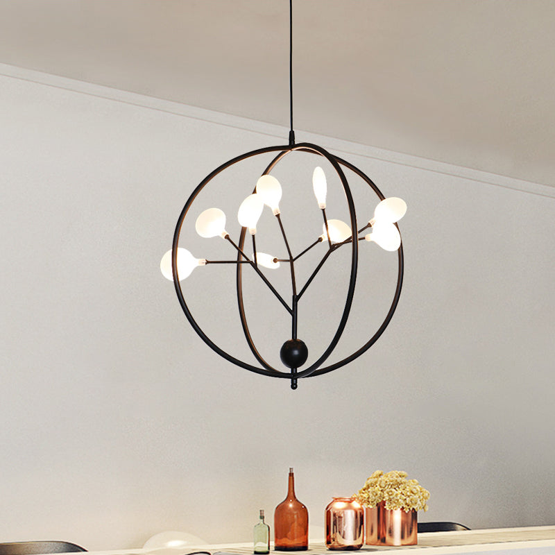 Swig Hallway Boutique Chandelier - Sleek Metal Pendant Lighting With 9 Creative G9 Lights Black