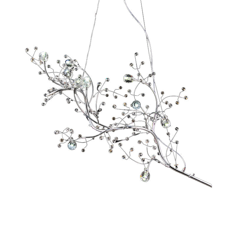 Situla - Metallic Metallic Thin Branch Chandelier with Crystal Bead 10 Lights Romantic Suspension Light for Boutique