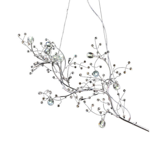 Situla - Metallic Metallic Thin Branch Chandelier with Crystal Bead 10 Lights Romantic Suspension Light for Boutique