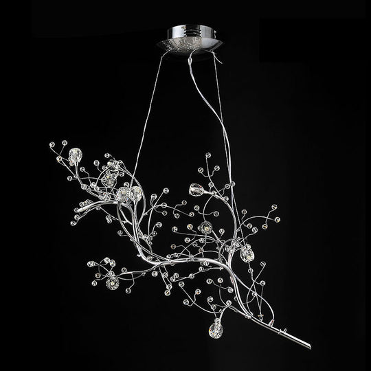 Situla - Metallic Metallic Thin Branch Chandelier with Crystal Bead 10 Lights Romantic Suspension Light for Boutique