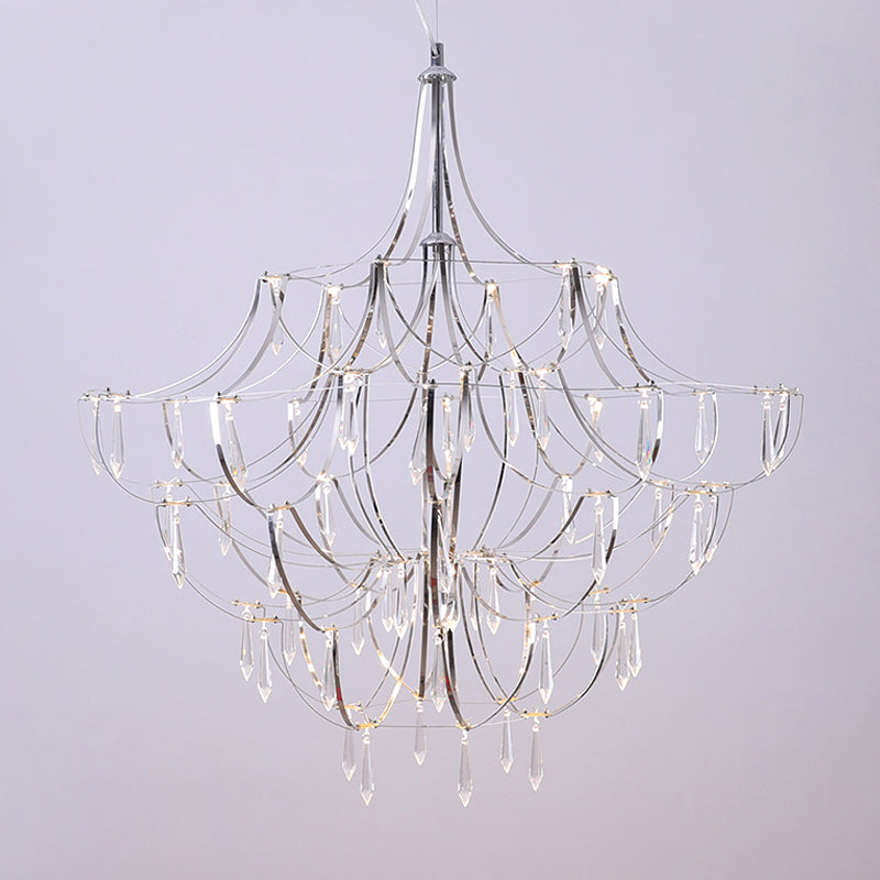 Phact - Glamorous Creative Crystal Icicle Deco Chandelier Metal Chrome Finish Pendant Light for Living Room Villa