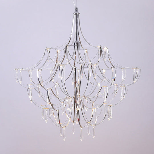 Phact - Glamorous Creative Crystal Icicle Deco Chandelier Metal Chrome Finish Pendant Light for Living Room Villa