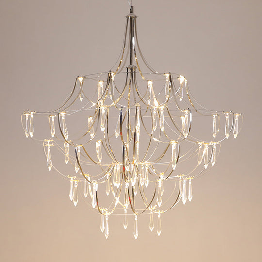 Stylish Crystal Icicle Chandelier With Chrome Finish - Elegant Pendant Light For Living Rooms And