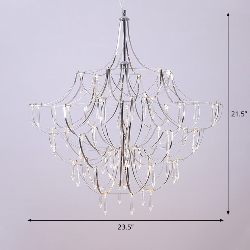 Phact - Glamorous Creative Crystal Icicle Deco Chandelier Metal Chrome Finish Pendant Light for Living Room Villa