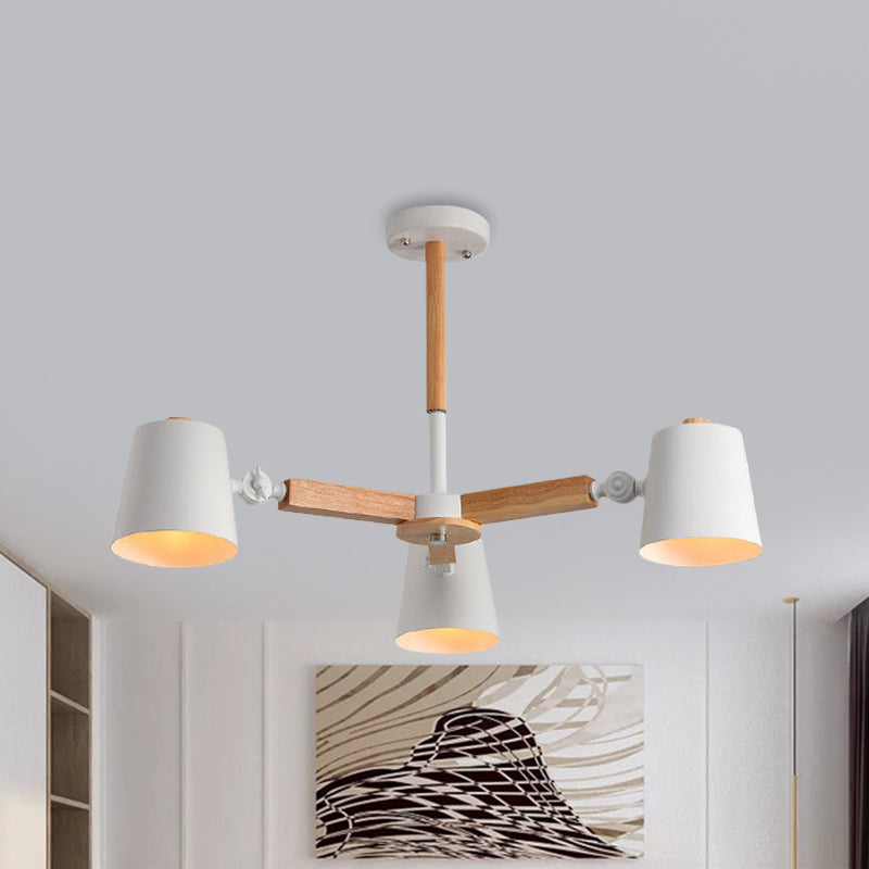 Coolie Shade Office Chandelier - Nordic Style Monochrome Pendant Light 3 / White