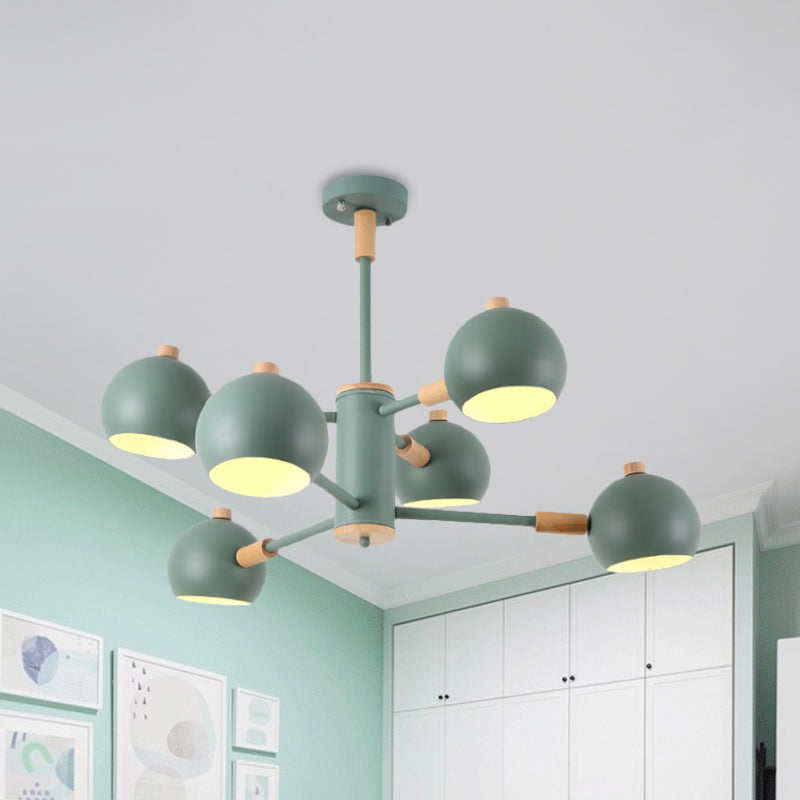 Nordic Metal Chandelier - Multi-Head Pendant Lighting In Green Grey And White 6 /