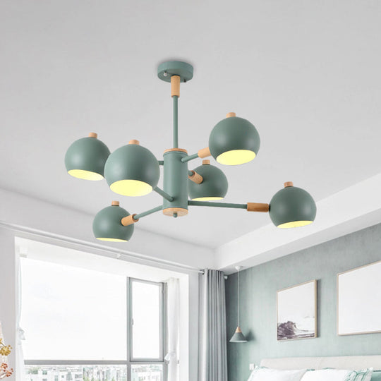 Nordic Metal Chandelier - Multi-Head Pendant Lighting In Green Grey And White