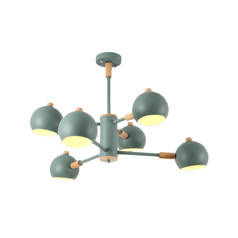 Nordic Metal Chandelier - Multi-Head Pendant Lighting In Green Grey And White