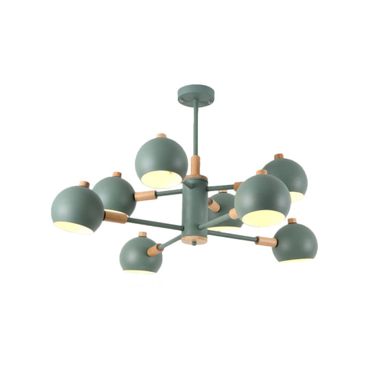 Nordic Metal Chandelier - Multi-Head Pendant Lighting In Green Grey And White