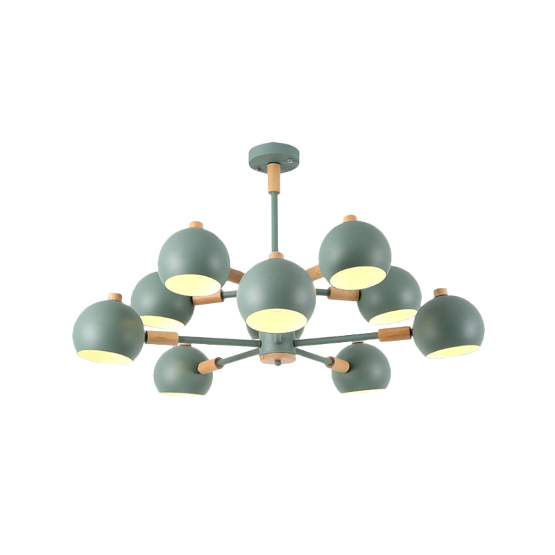 Nordic Metal Chandelier - Multi-Head Pendant Lighting In Green Grey And White